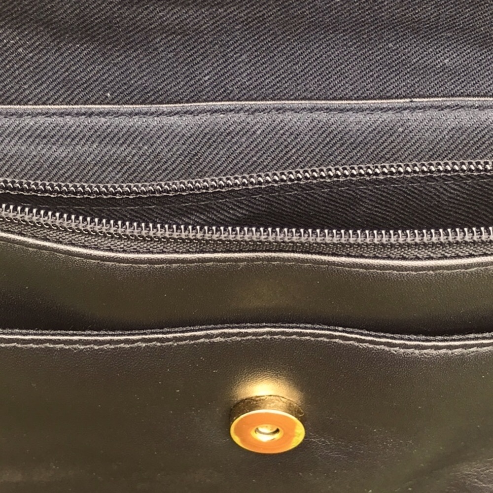 Vintage Etienne Aigner Leather Navy Blue Shoulder Bag with Gold Accents - Picture 14 of 16